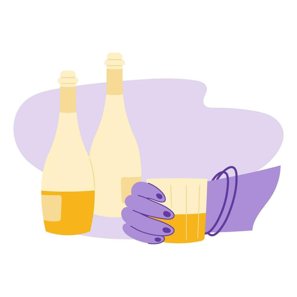 Alcohol addiction concept. Cartoon flat vector illustration