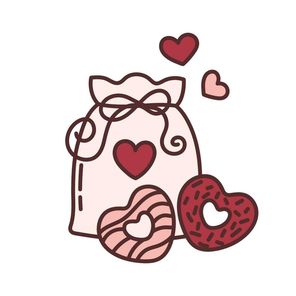 Cookies for a loved one. Kawaii doodle icon for Valentine's Day vector