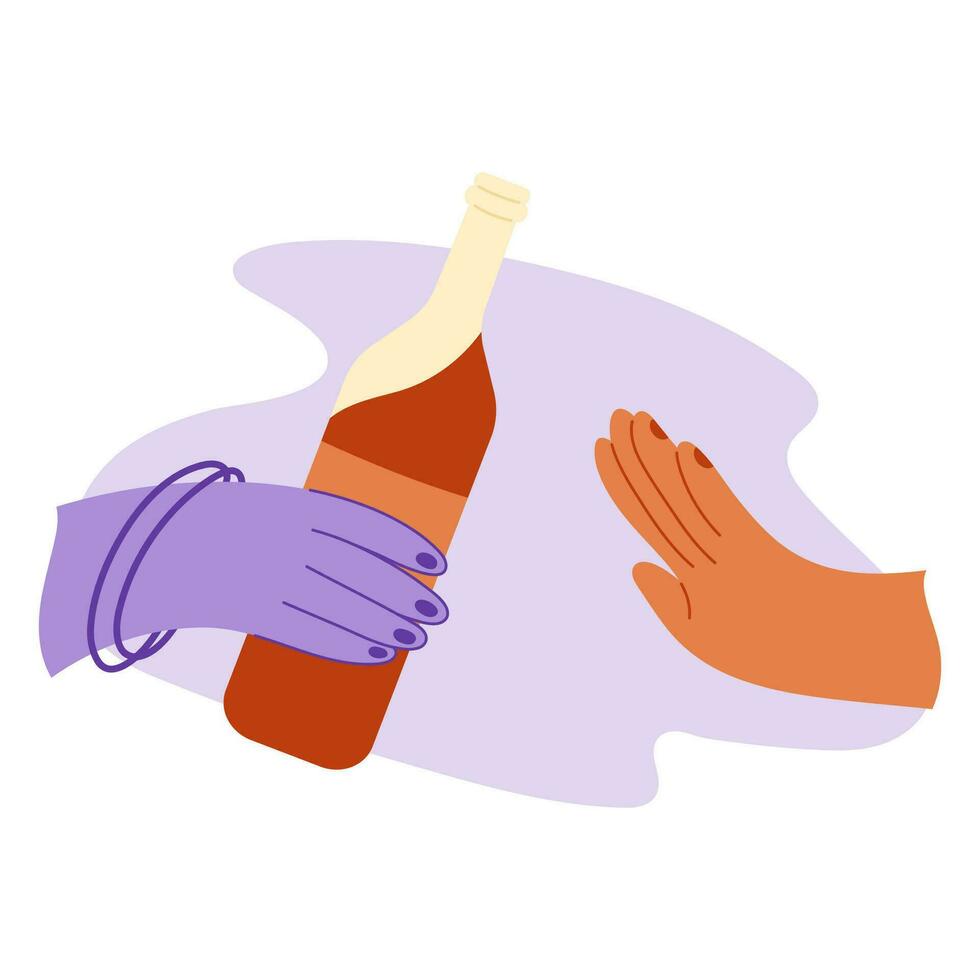 Alcohol addiction concept. Cartoon flat vector illustration