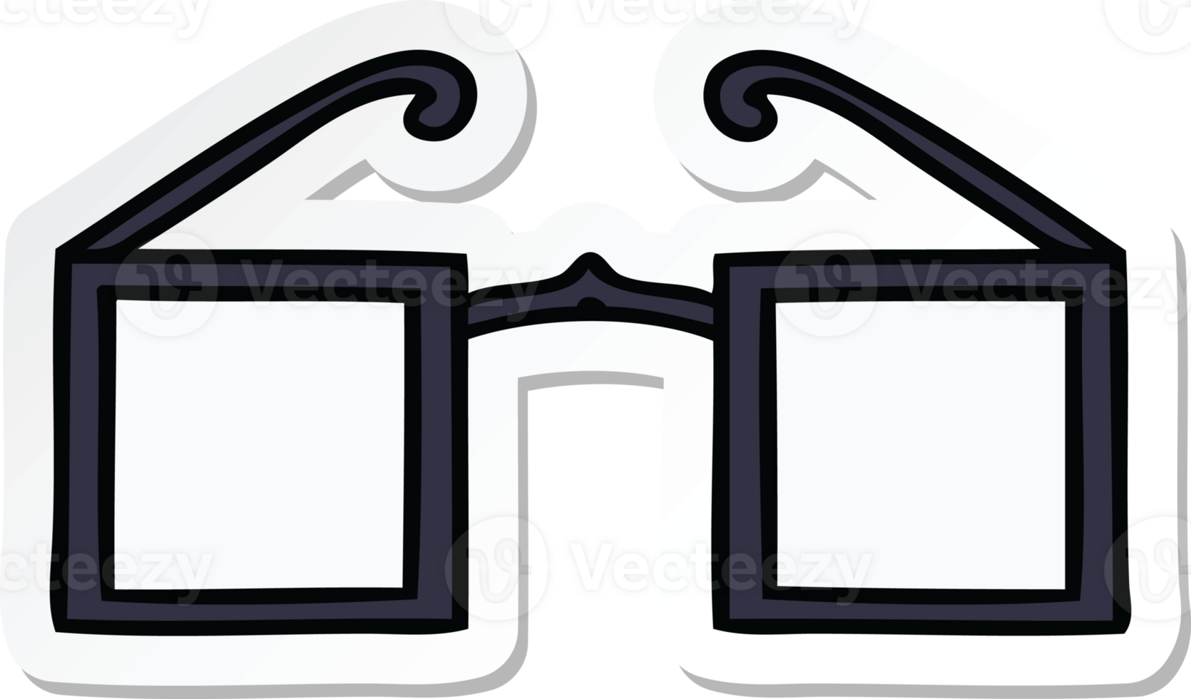 sticker of a cute cartoon square glasses png