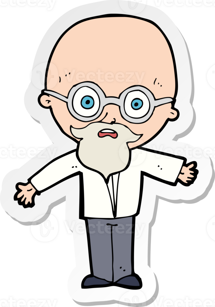 sticker of a cartoon genius scientist png