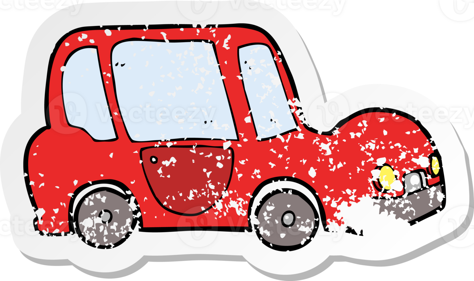 retro distressed sticker of a cartoon car png
