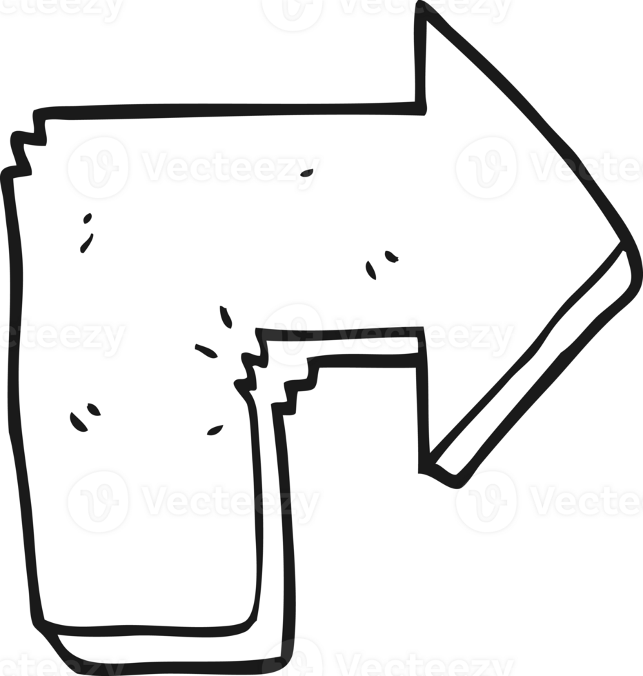 black and white cartoon arrow png