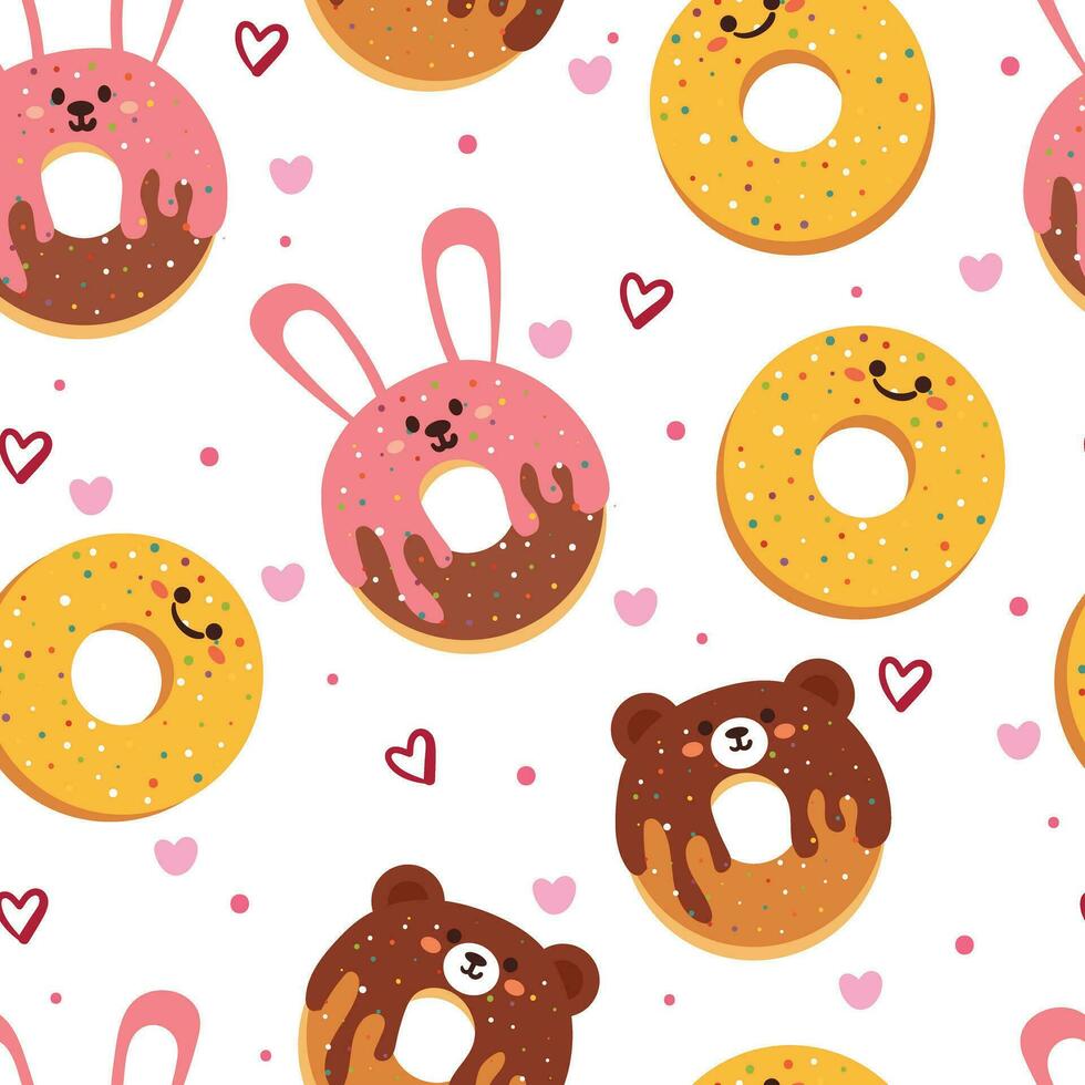 seamless pattern cartoon cute dessert character. cute food wallpaper for textile, gift wrap paper vector