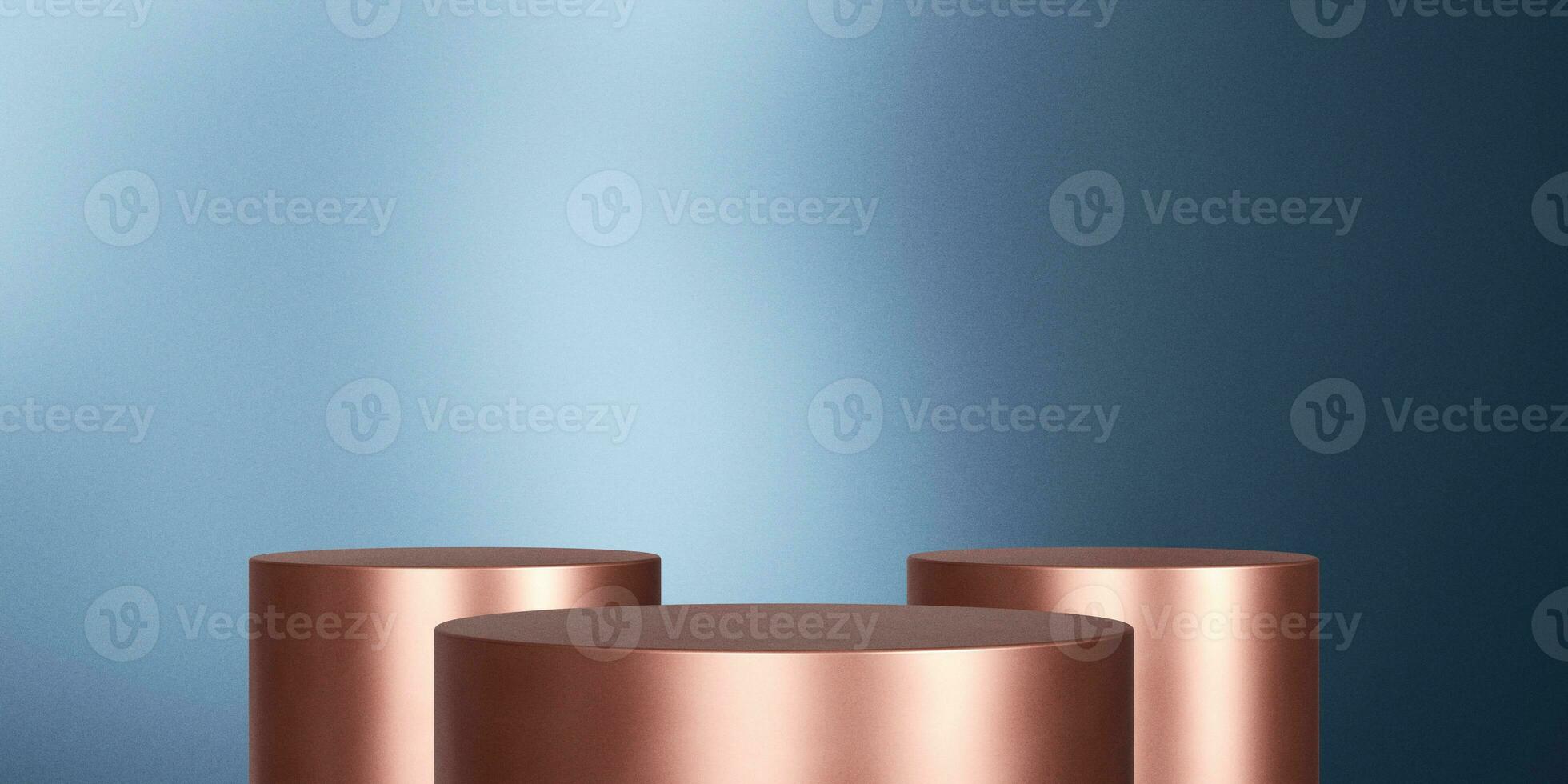 Gold podium product advertising stage background platform or empty luxury pedestal exhibition scene and blank template design stand on golden presentation studio display backdrop. 3D rendering. photo