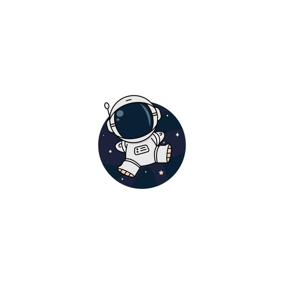 Cute Astronaut Floating In Space Cartoon, Vector Illustration