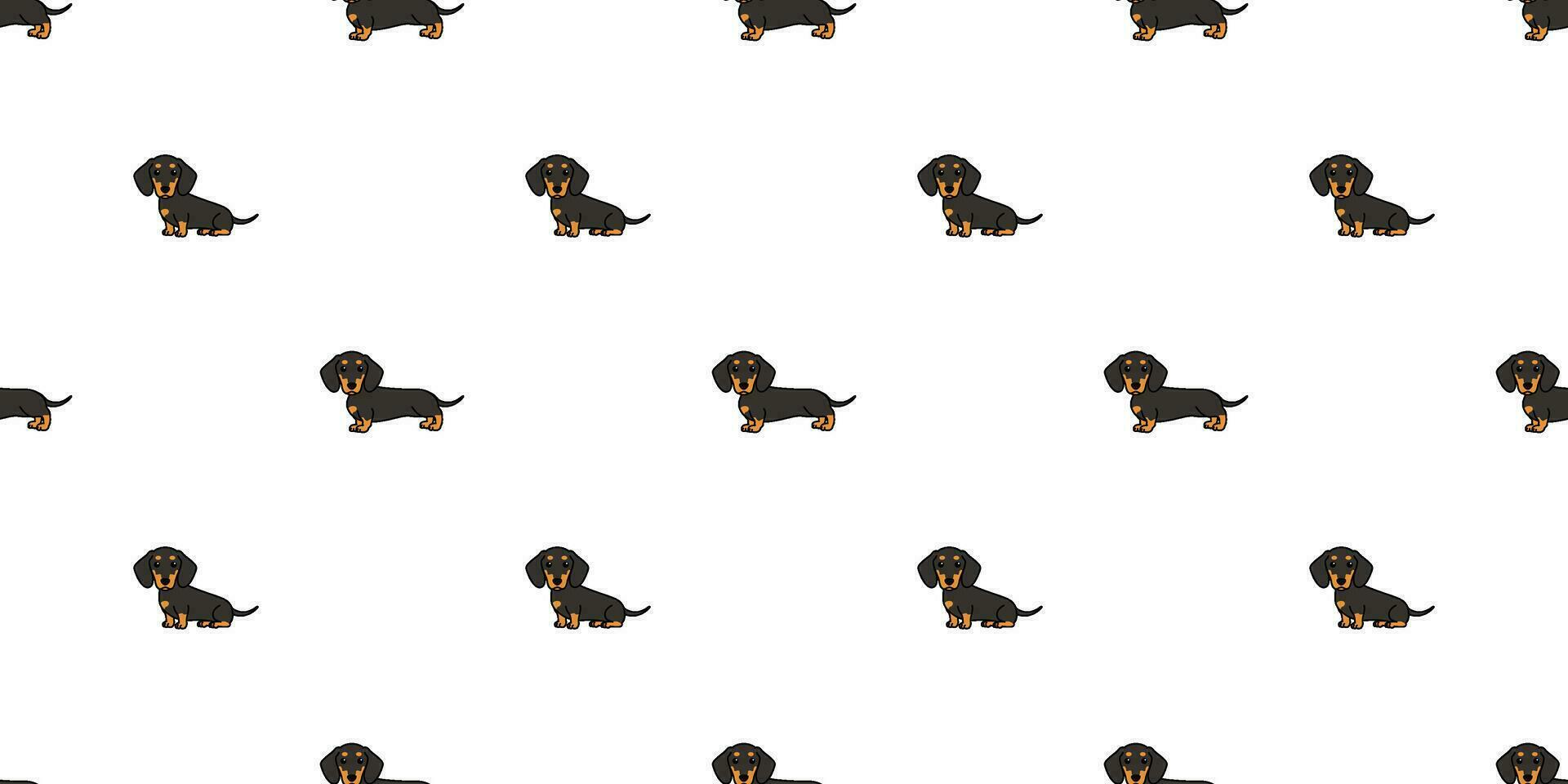 Cute dachshund dog cartoon seamless pattern, vector illustration