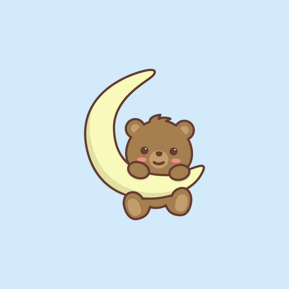 linda oso en Luna dibujos animados, vector ilustración