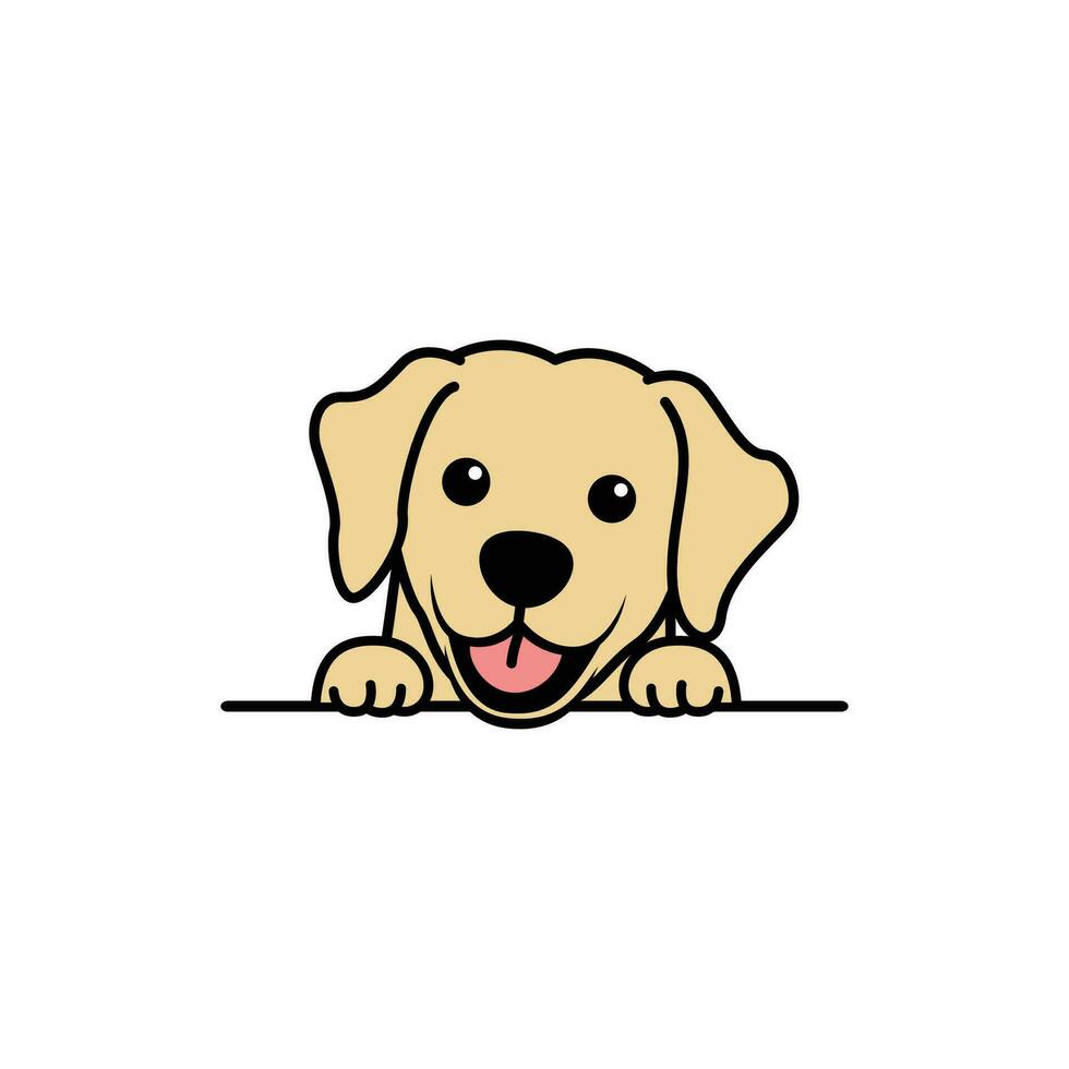 Cute labrador retriever puppy cartoon, vector illustration