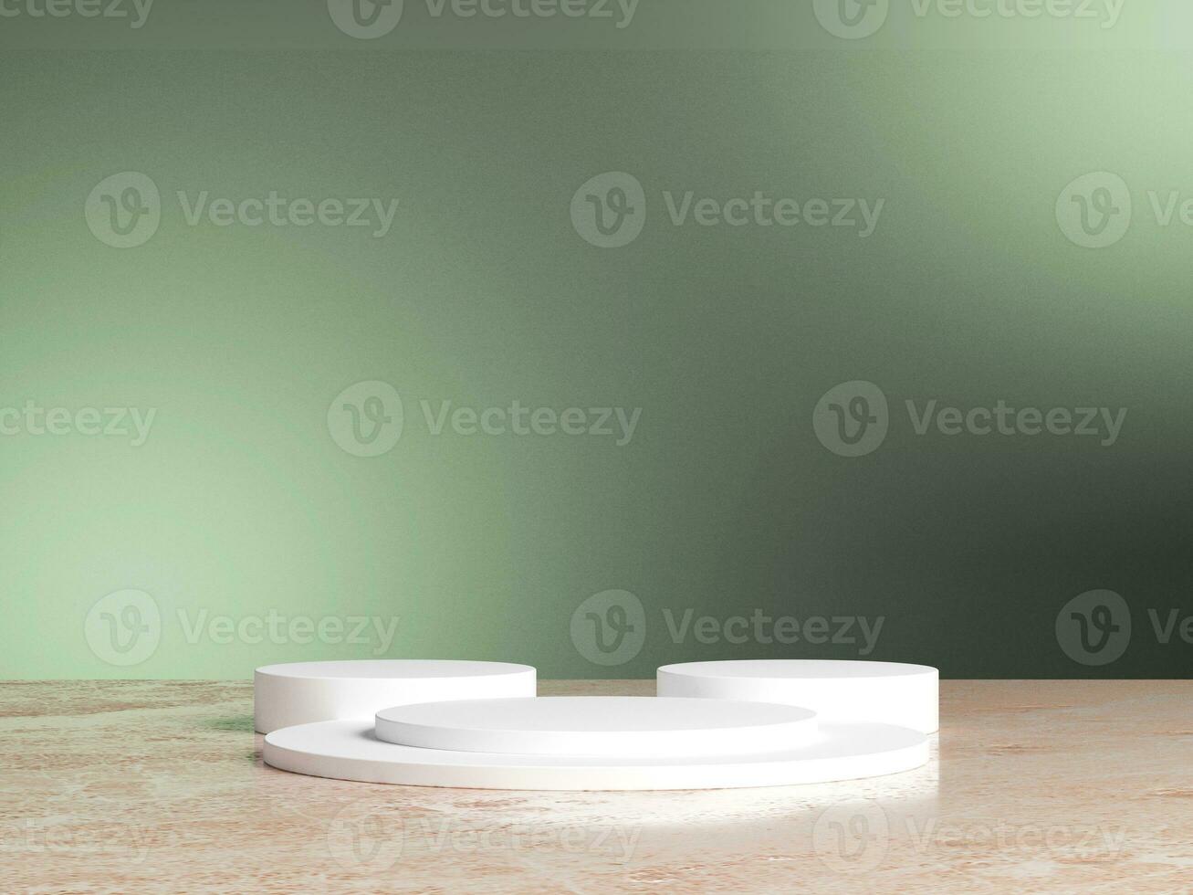 Abstract scene background. Cylinder podium on green background. Product presentation, mock up, show cosmetic product, Podium, stage pedestal or platform. photo