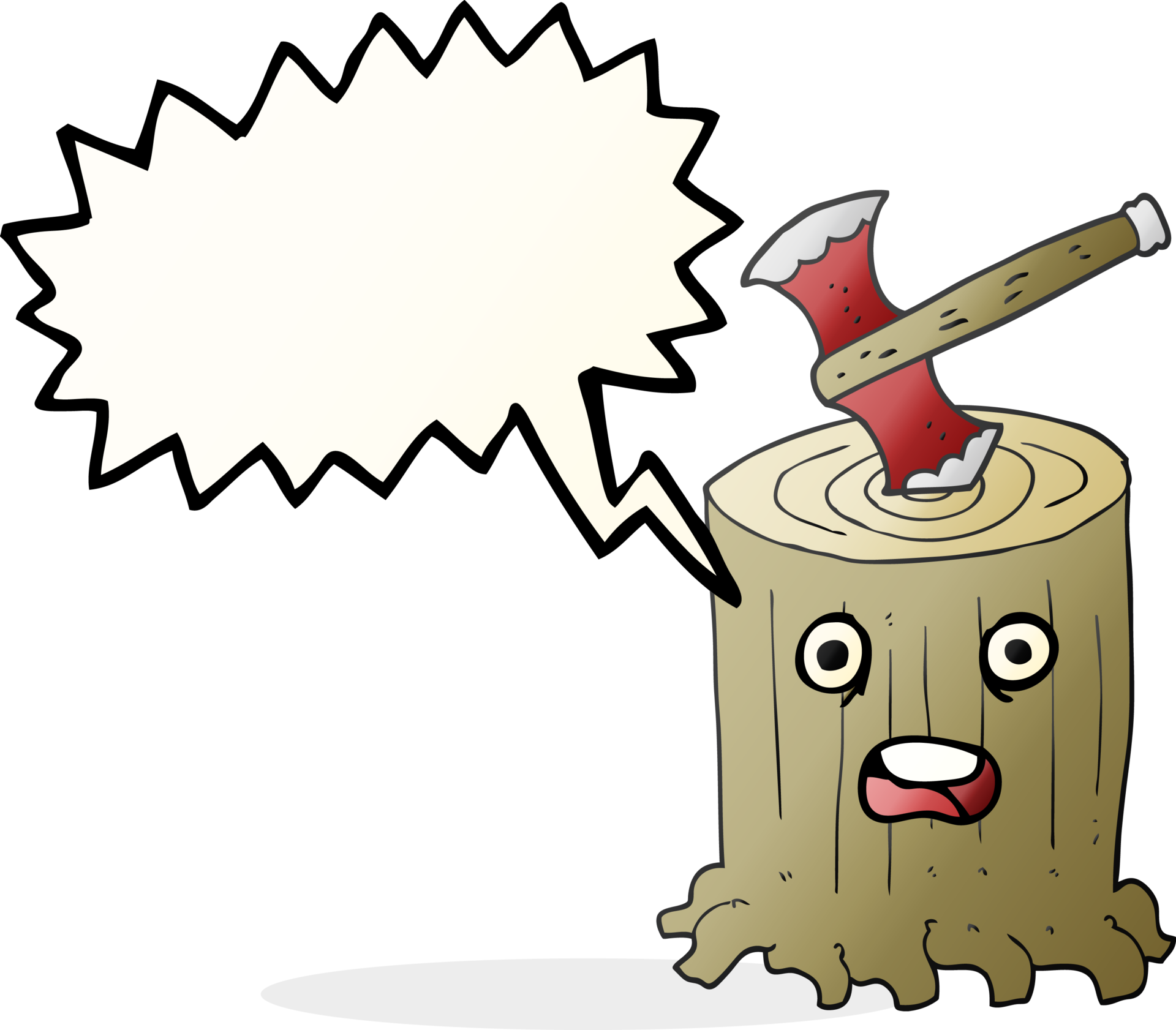speech bubble cartoon tree stump and axe 36375999 PNG