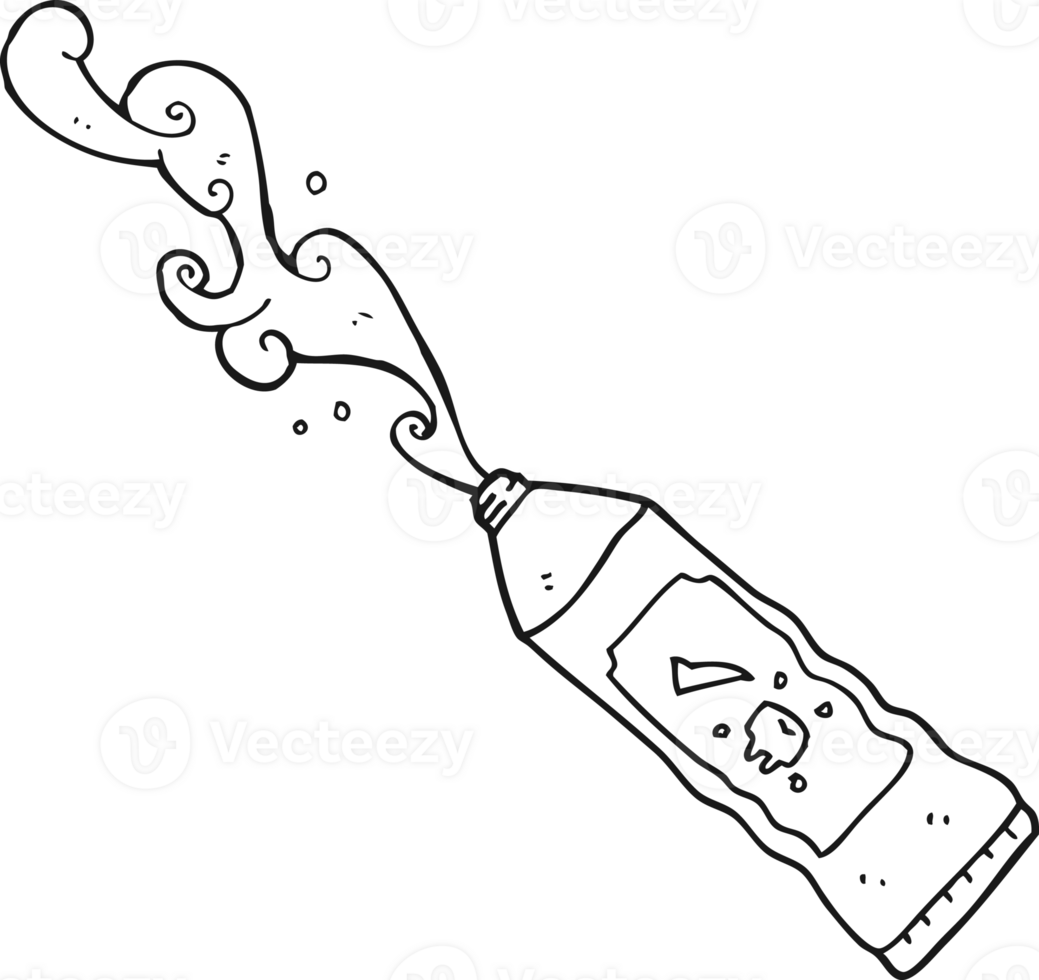 black and white cartoon toothpaste squirting png