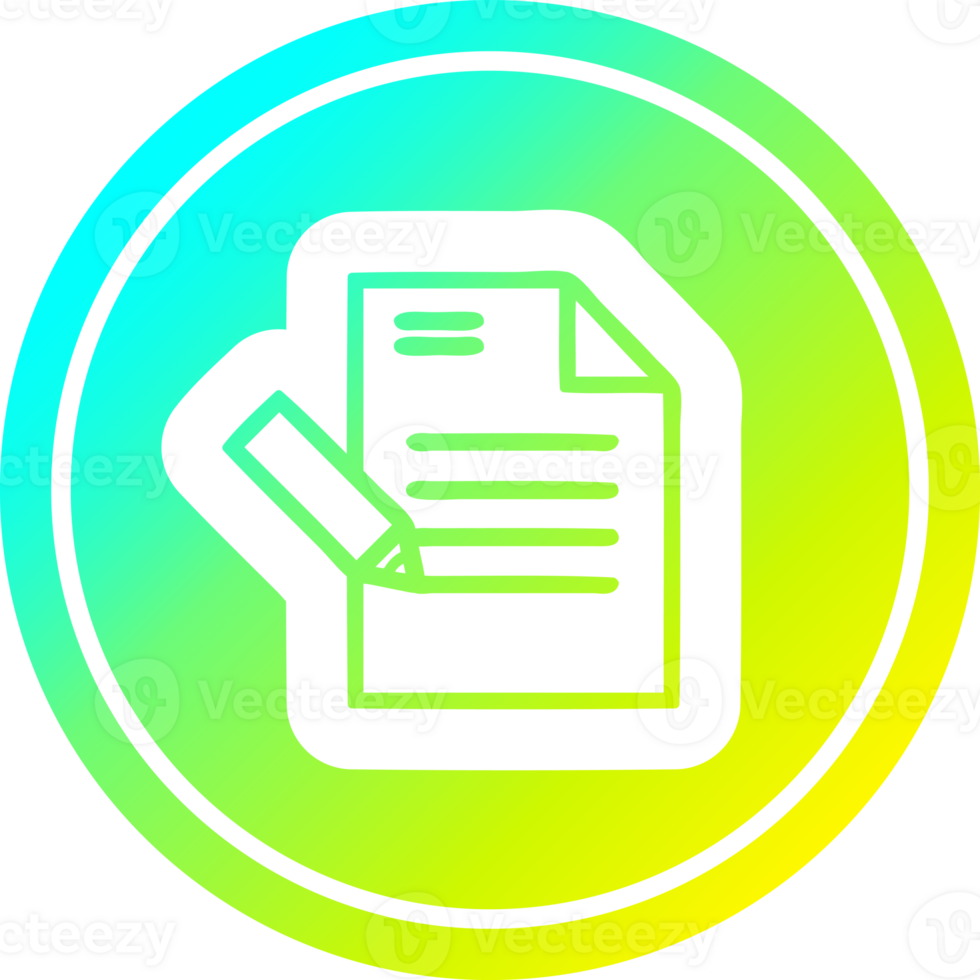 writing document circular in cold gradient spectrum png