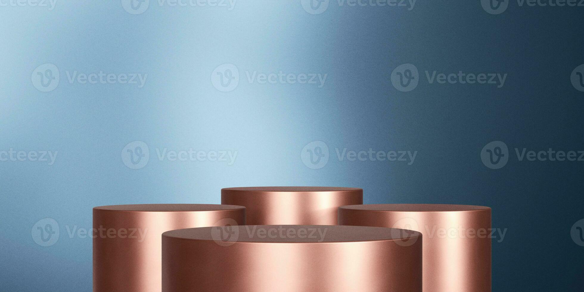 Gold podium product advertising stage background platform or empty luxury pedestal exhibition scene and blank template design stand on golden presentation studio display backdrop. 3D rendering. photo