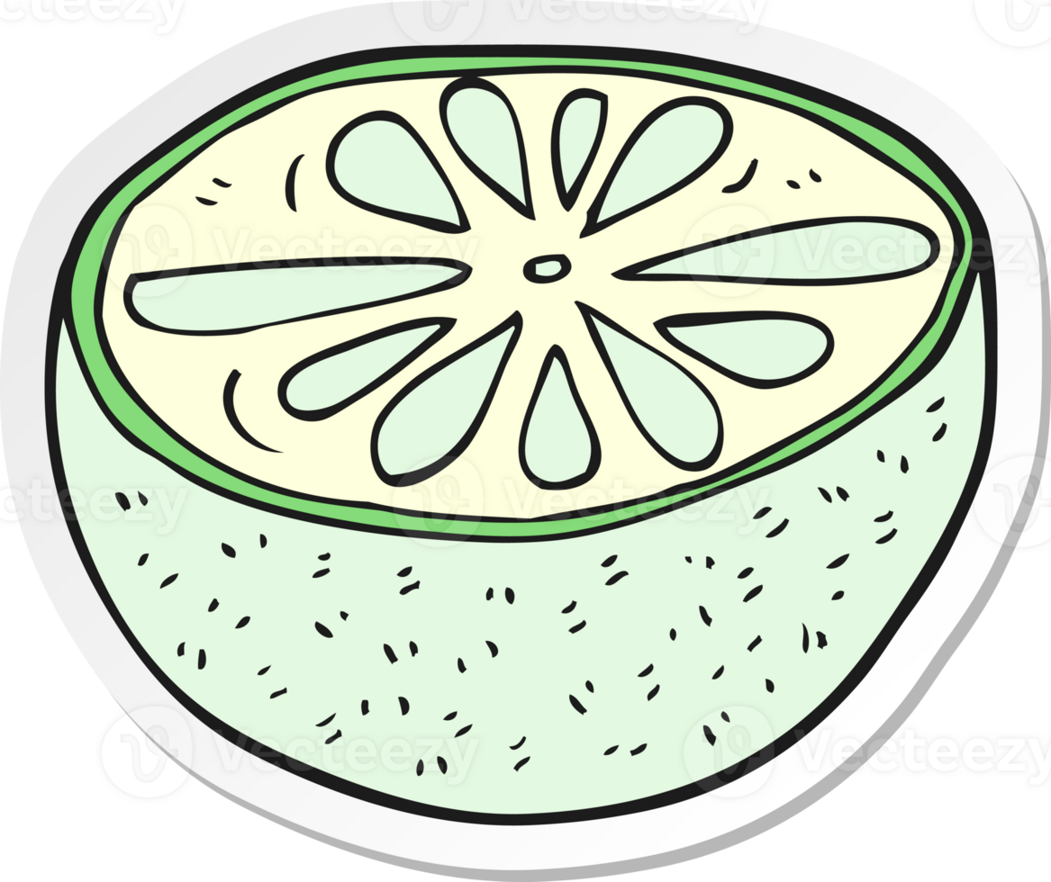 sticker of a cartoon half melon png