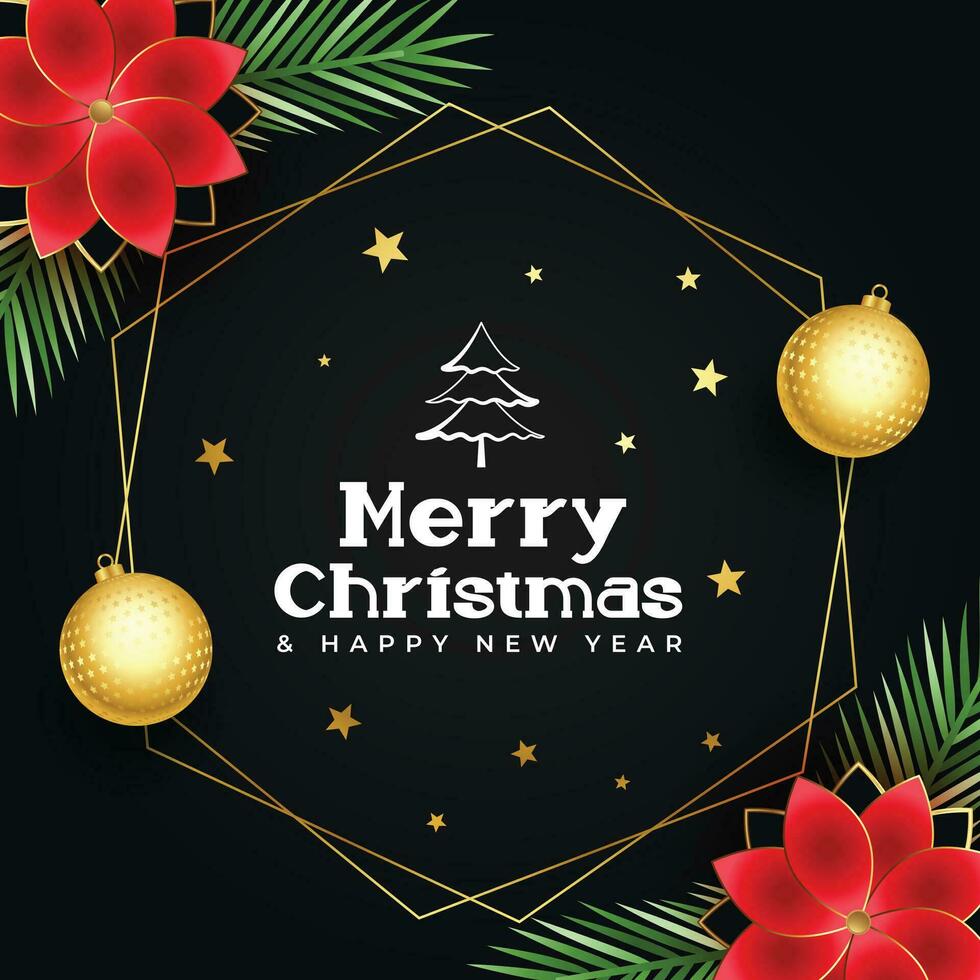 decorative merry christmas greeting card design vector