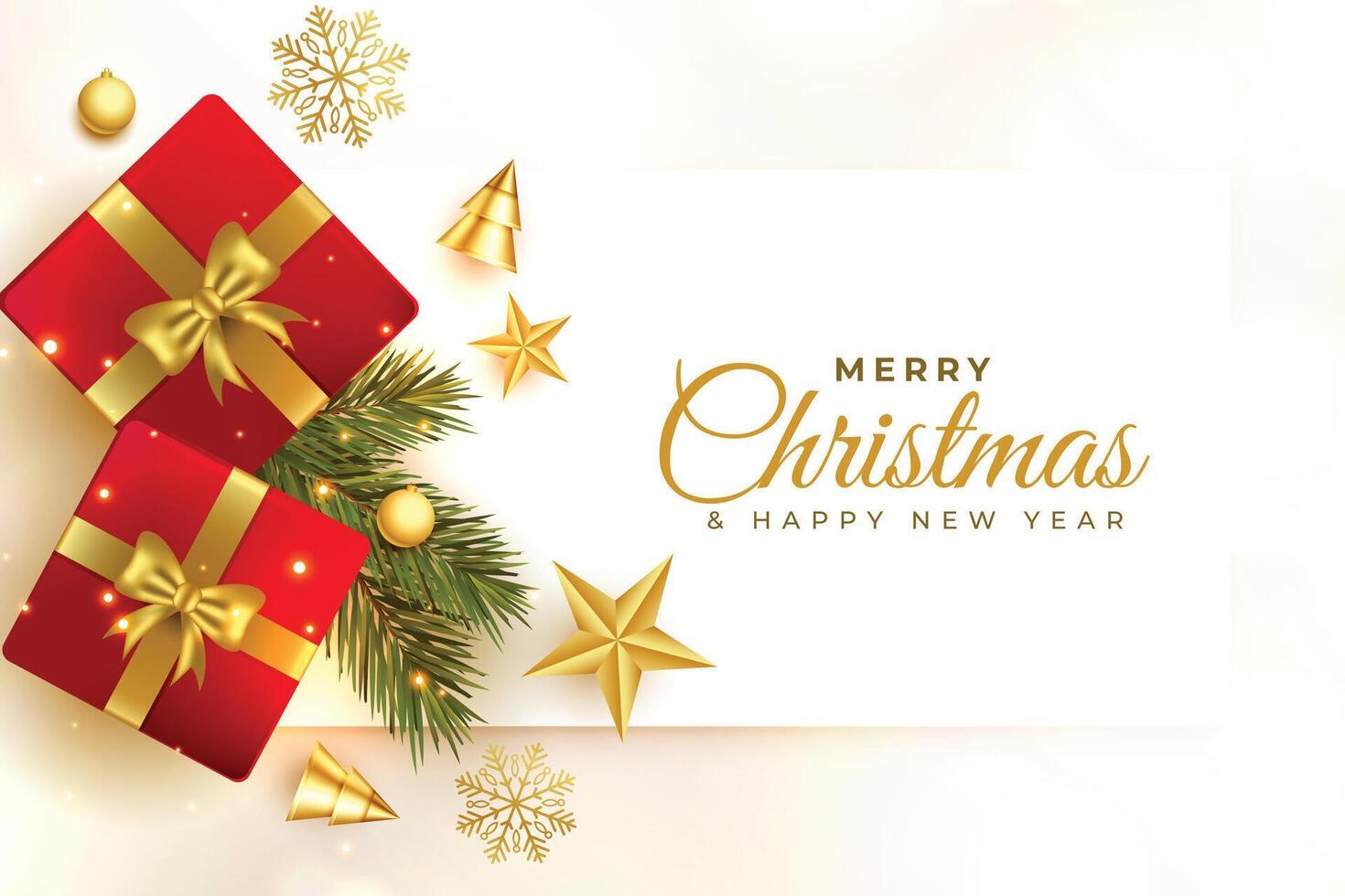 realistic merry christmas and new year greeting design vector