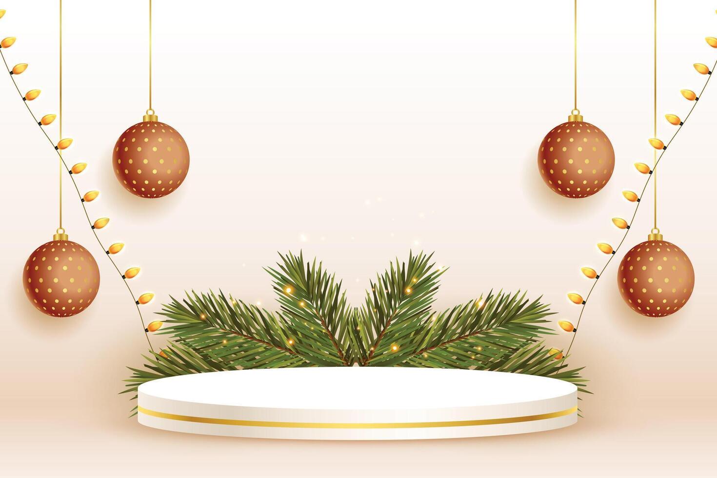 merry christmas background with podium for product display vector