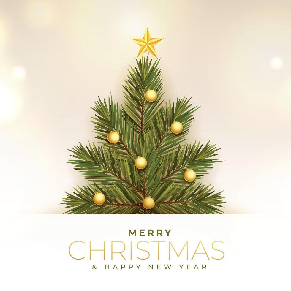 realistic christmas tree with festival decoration vector