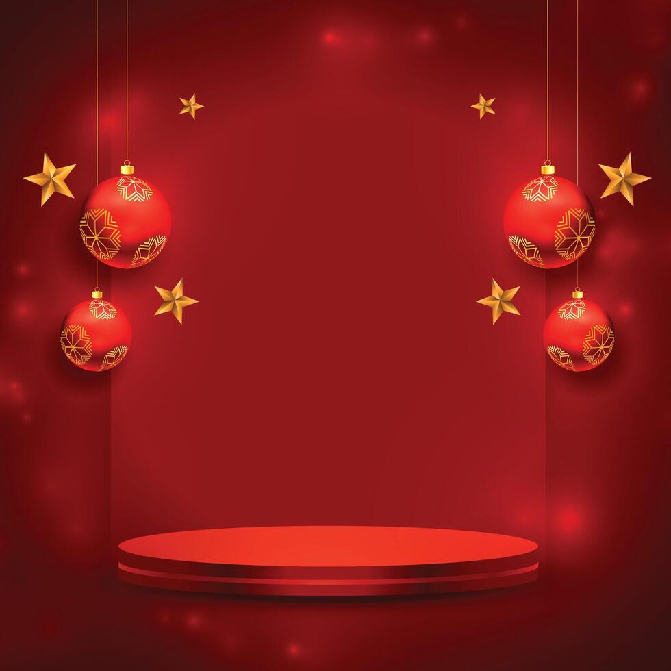 merry christmas red product display podium background vector