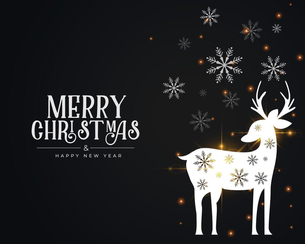 deer with snowflakes merry christmas background vector