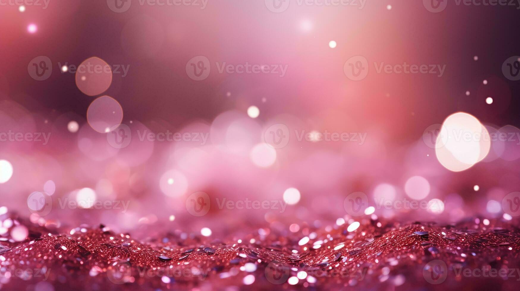AI generated Pink glitter background with bokeh lights background. Abstract shiny pink glitter texture, defocused light wallpaper. Generative AI photo