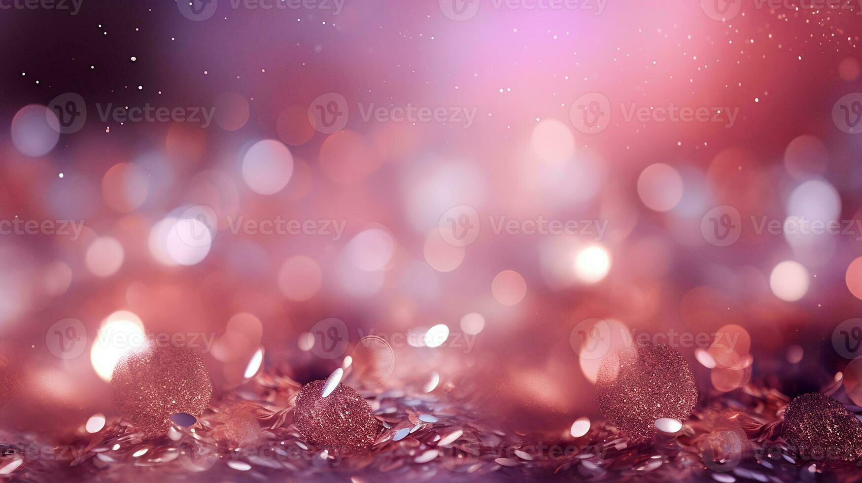 AI generated Pink glitter background with bokeh lights background. Abstract shiny pink glitter texture, defocused light wallpaper. Generative AI photo