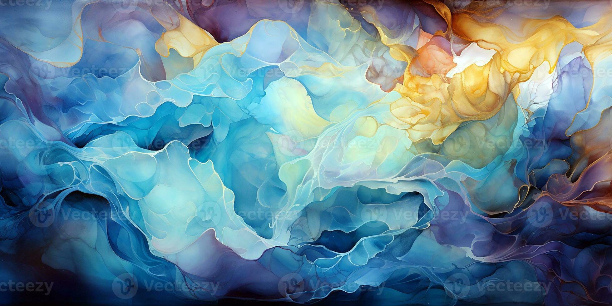 AI generated Abstract fluid art background. Wavy and flowing ink with swirl texture. Multicolored liquid watercolor painting technique. Generative AI photo