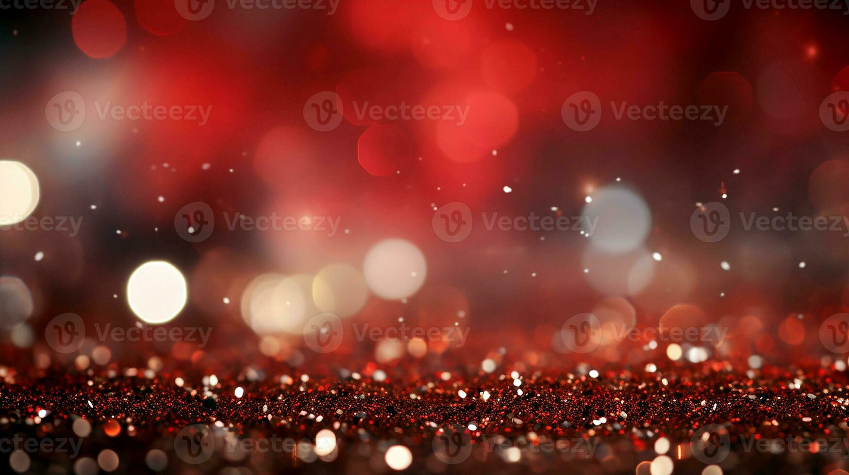 AI generated Red glitter background with bokeh lights background. Abstract shiny red glitter texture, defocused light wallpaper. Generative AI photo