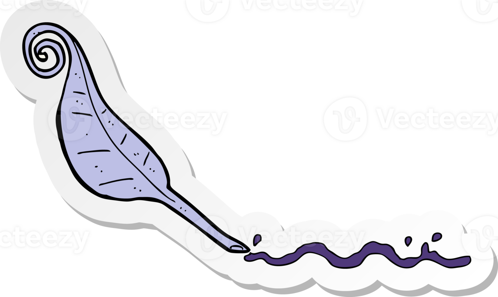 sticker of a cartoon feather quill png