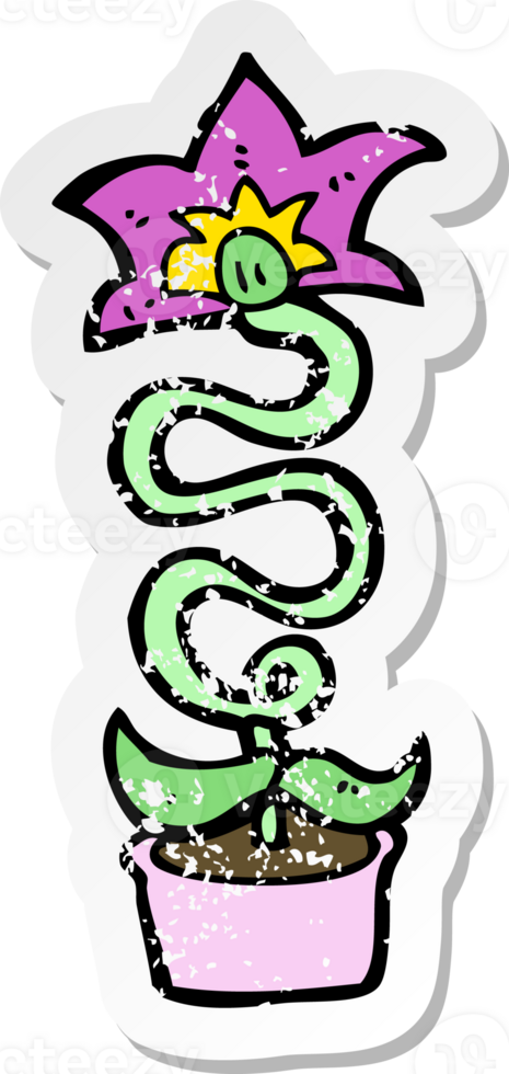 retro distressed sticker of a cartoon flower png