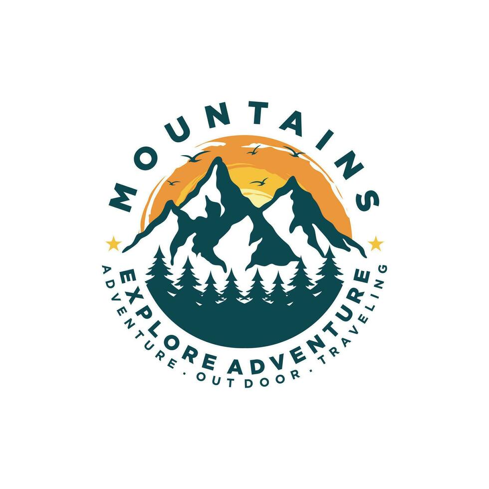 plantilla de vector de diseño de logotipo de aventura de montaña