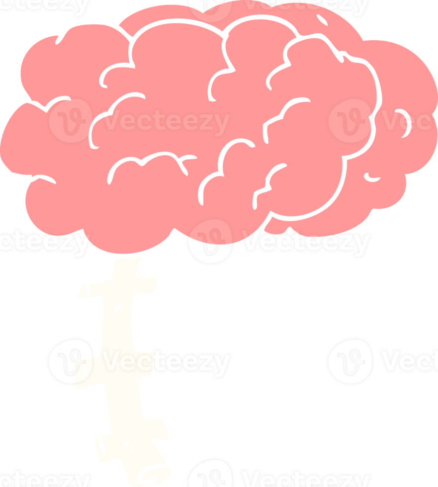 flat color illustration of a cartoon brain png