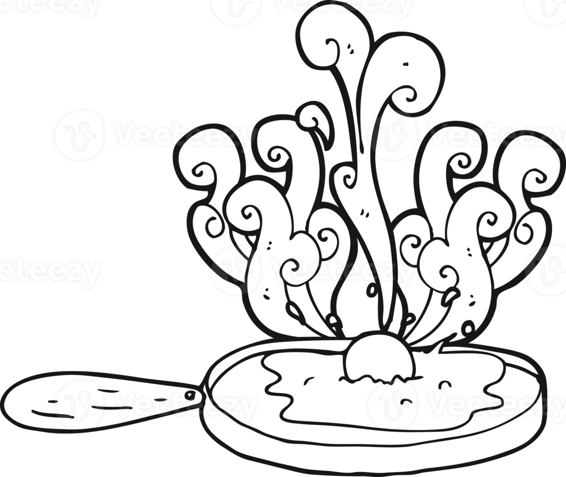 frying black and white cartoon egg png