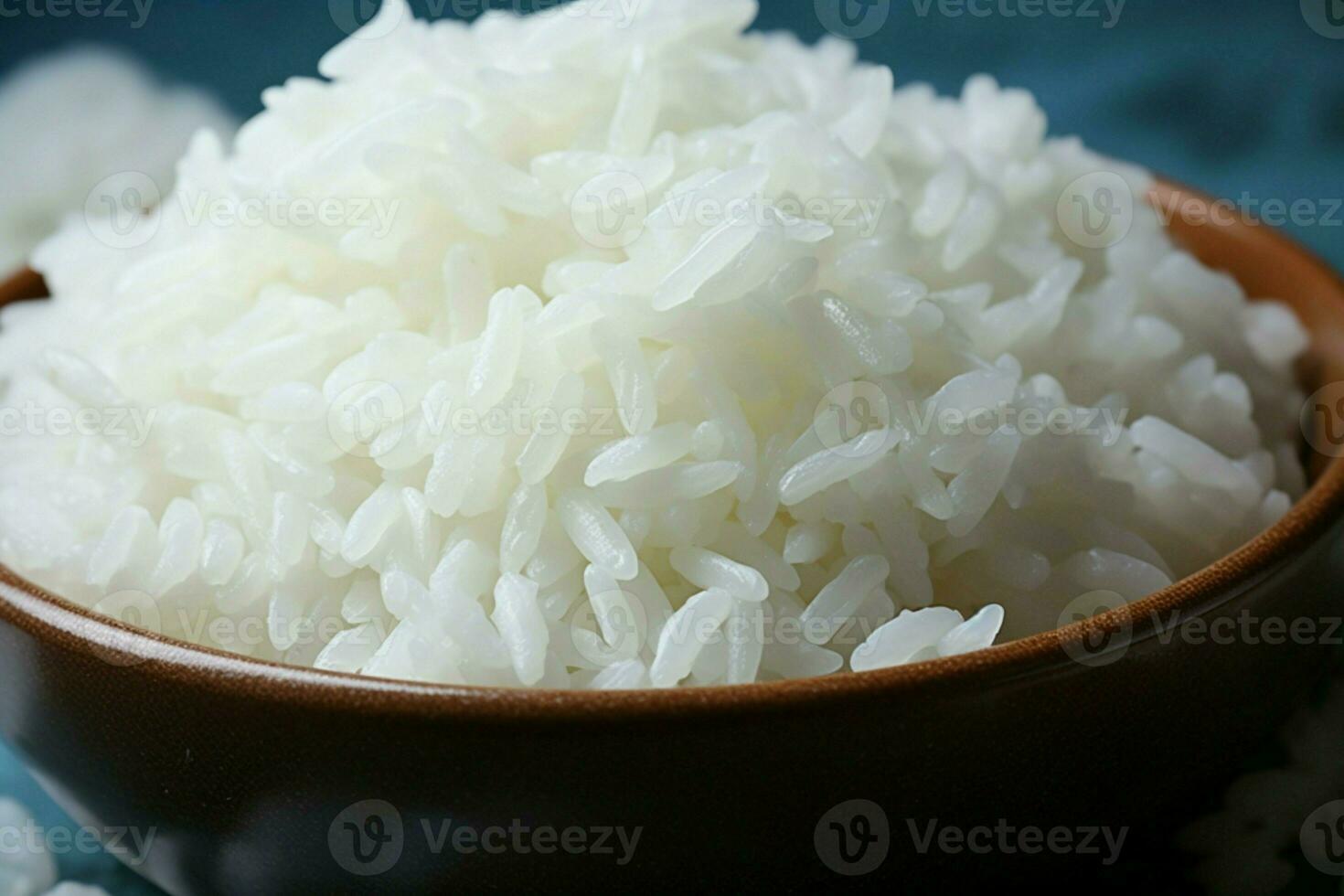 AI generated Culinary simplicity close up of a bowl filled with cooked white rice photo