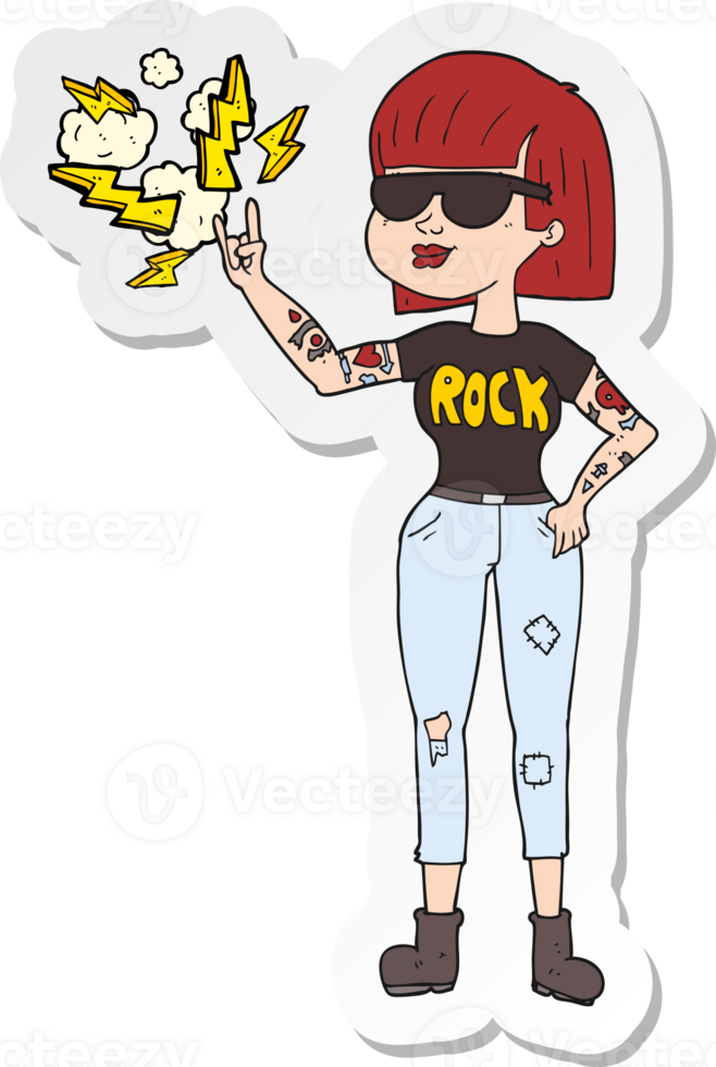sticker of a cartoon rock woman png
