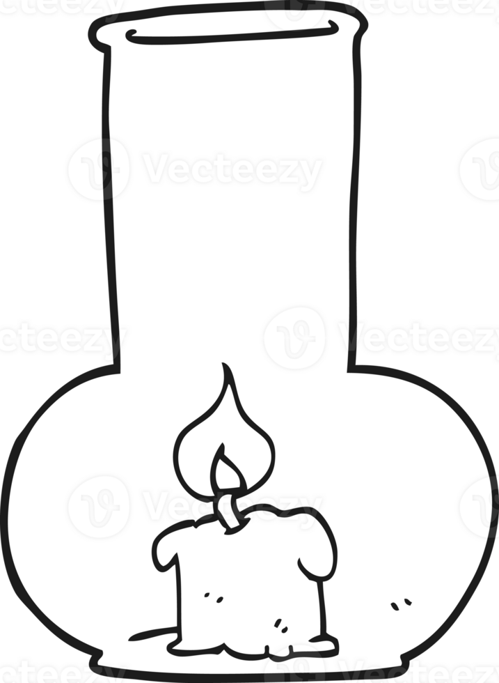 black and white cartoon old glass lamp and candle png