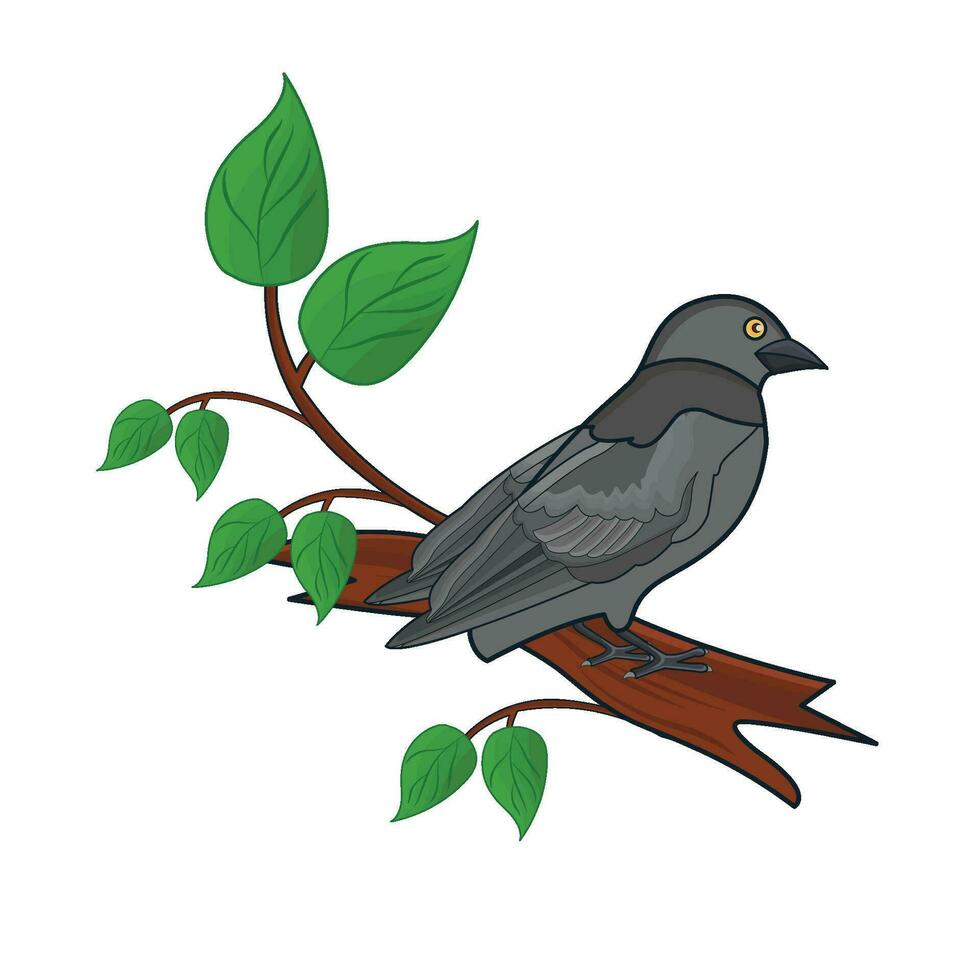 bird with twig illustration vector