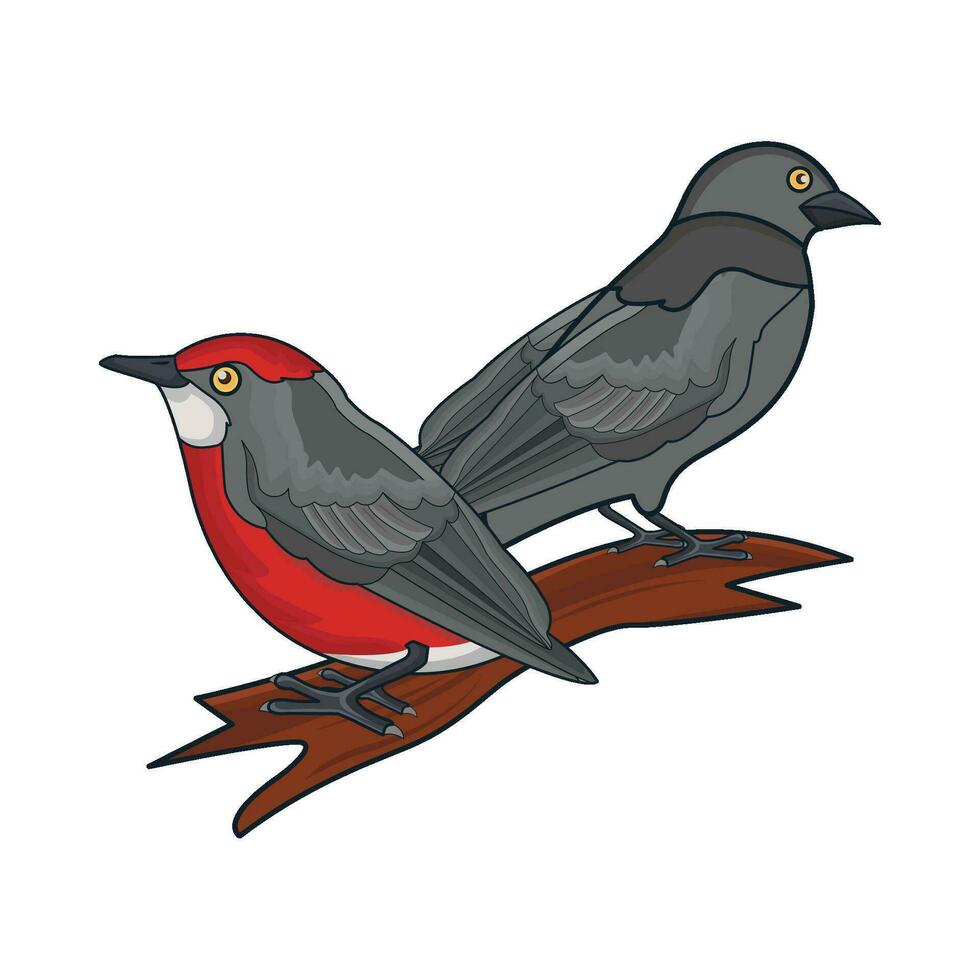two birds on twig illustration vector