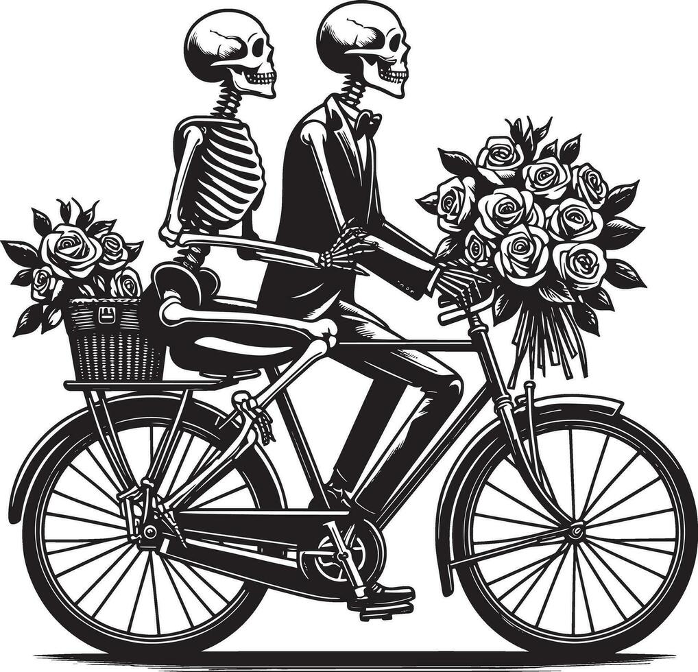 skeleton  Ride Together and Die Together  clipart illustration pro vector