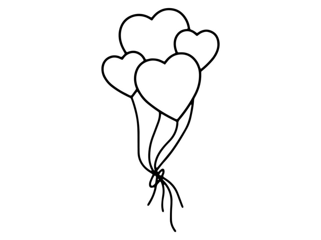 mano dibujado amor globo san valentin día vector