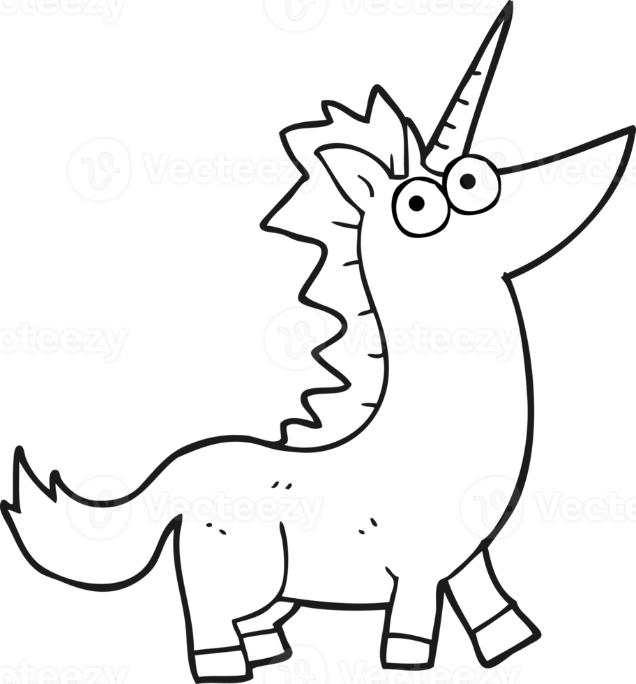 black and white cartoon unicorn png