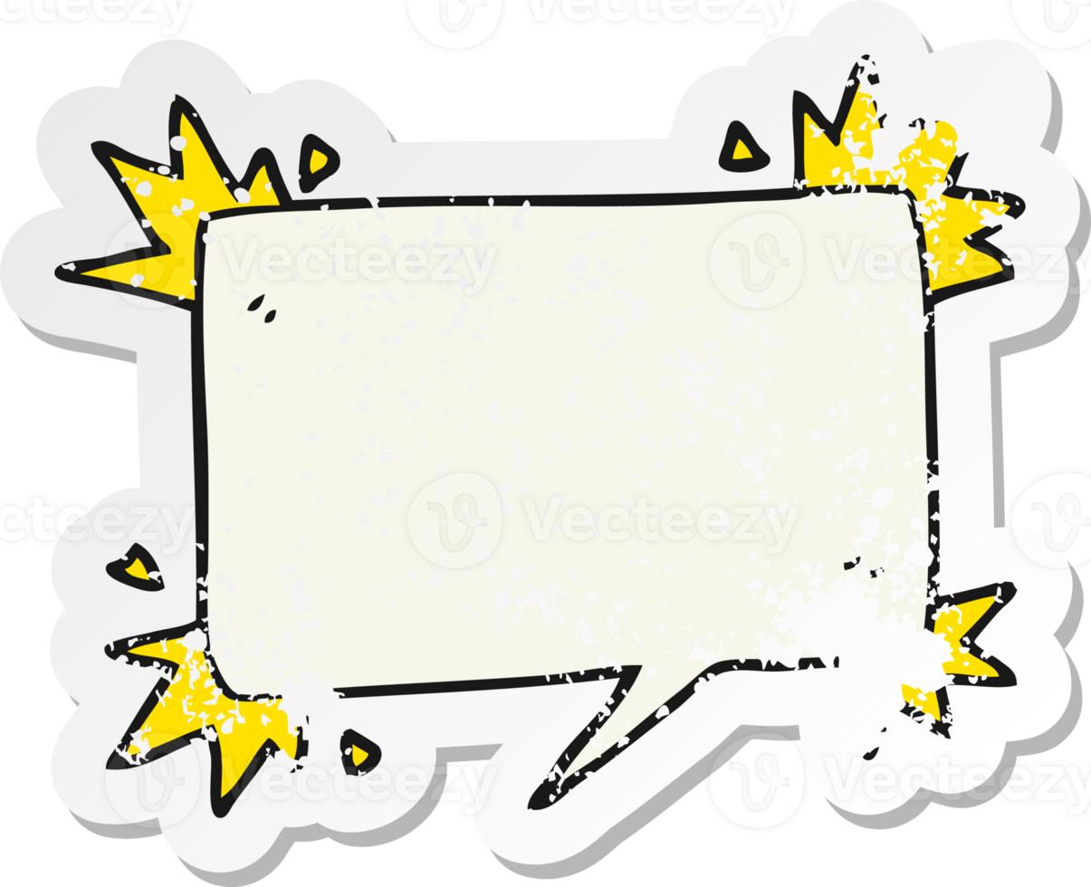 retro distressed sticker of a cartoon speech bubble symbol png