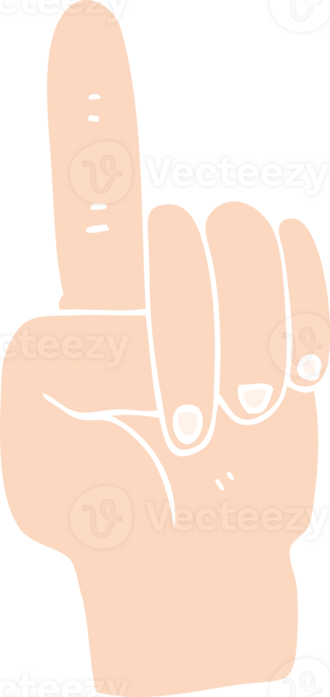 flat color illustration of a cartoon pointing hand png