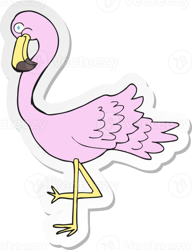 sticker of a cartoon flamingo png