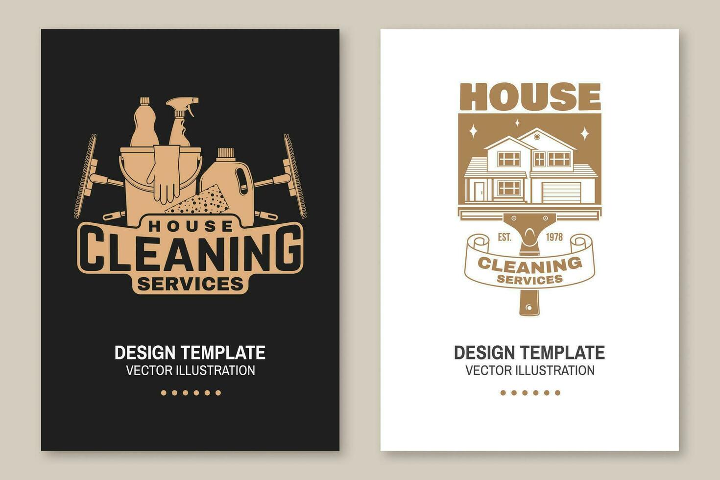 Cleaning company covers, invitations, posters, banners, flyers. Vector. Vintage typography design with cleaning equipments. Cleaning service template for company related business vector