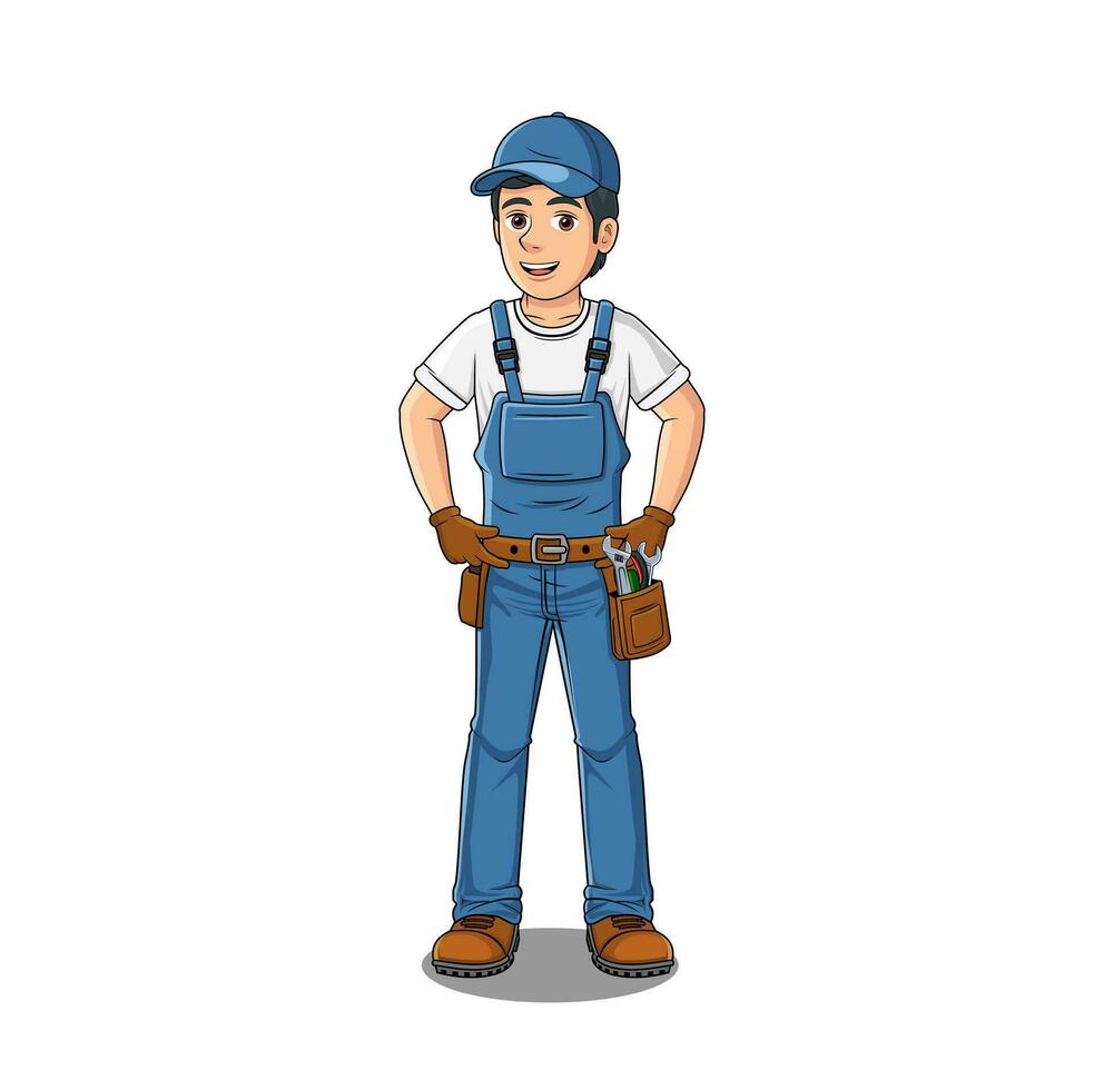 Technician Cartoon Character Design Illustration vector