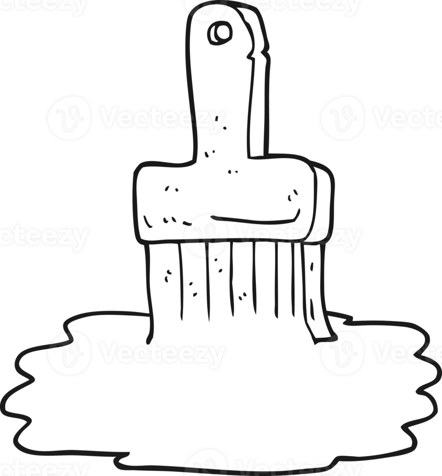 black and white cartoon paint brush png