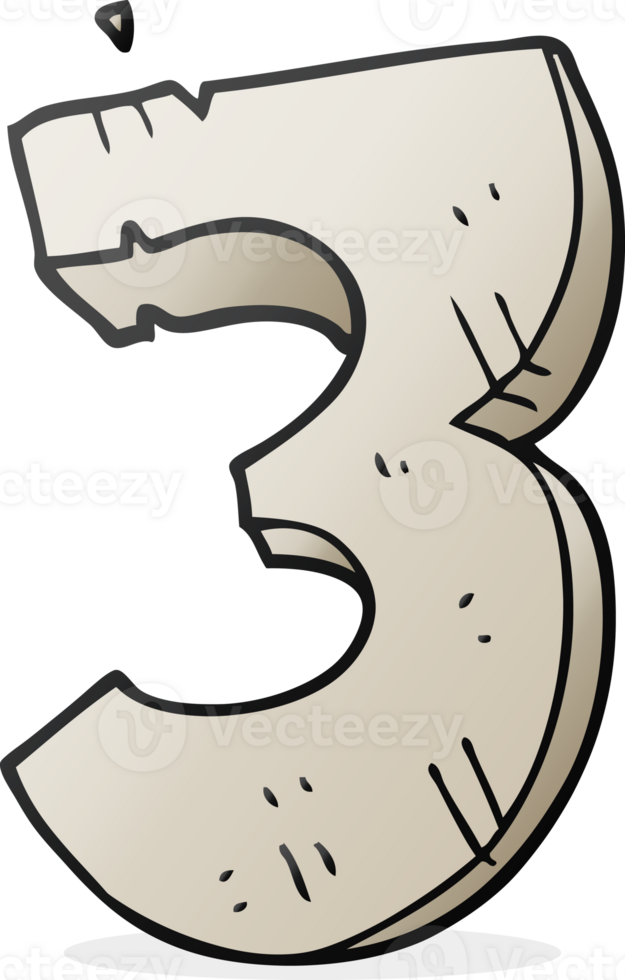 cartoon stone number three png