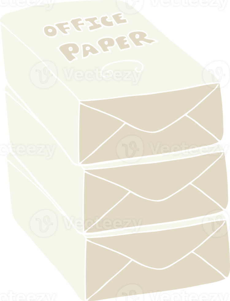 flat color illustration of a cartoon office paper stack png